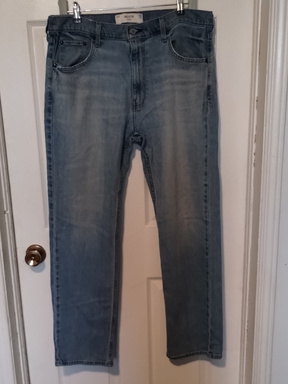 Hollister Faded Light Blue Straight Jeans for Men Size 36w32L